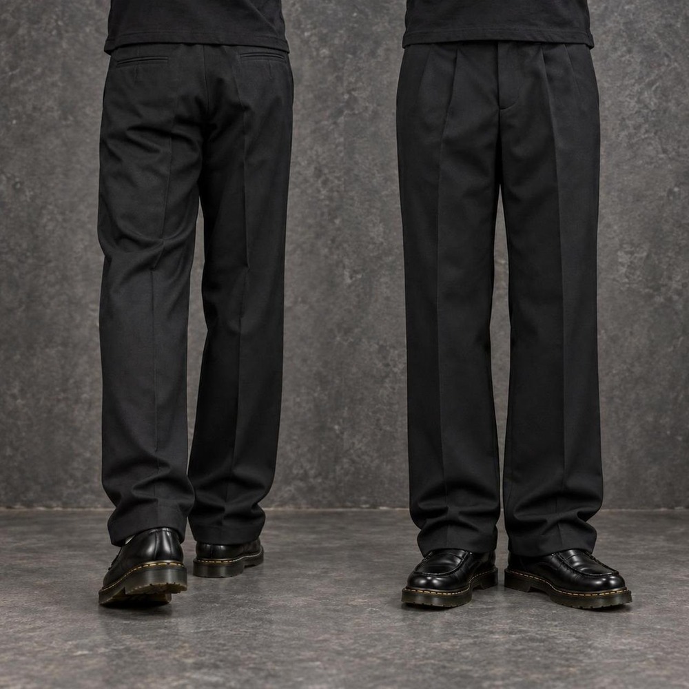 32x30 Black Pleated Straight Leg Dress Pants Men's Y2K Grunge